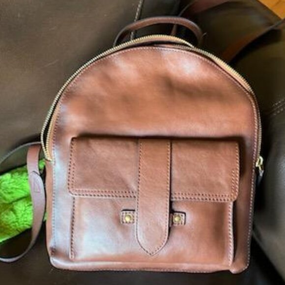 NWT Frye Olivia Leather Cognac Brown Lightweight Backpack - Picture 1 of 5